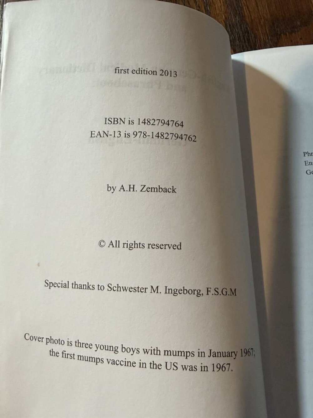 English-German Medical Dictionary and Phrasebook by A.H. Zemback (English) Paper - Picture 3 of 4